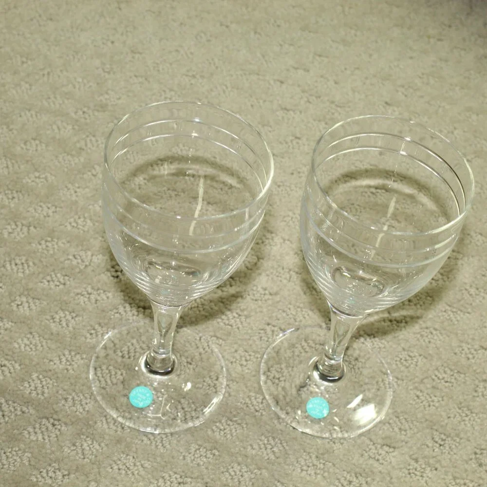 Tiffany & Co. Pair of Atlas Wine Glasses in Box w/ COA